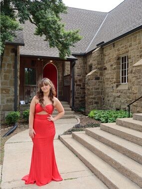 Ava Presley Red Cutout Prom Dress